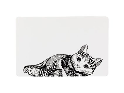 Table mat Place Mat cat 44 x 28 cm white/black