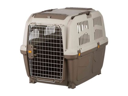 Transportná prepravka SKUDO 5, M, 59x65x79cm tmavo šedá/piesková (max. 35kg)