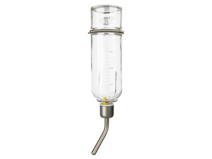Skleněná napáječka s kovovým pítkem (Provedení 500 ml, např. králíci)