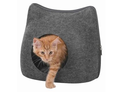Plstená jaskyňa MAČKA 38 x 35 x 37 cm tmavo šedá