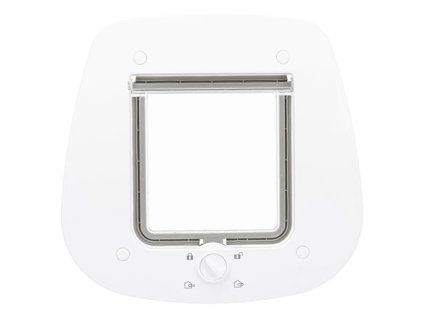 Cửa mèo đi qua, 4 chiều, dành cho cửa kính, 27x26cm, màu trắng