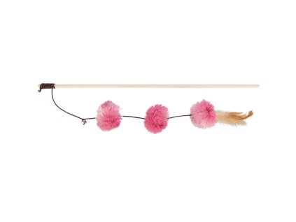 Lure/rod with pom-pom balls and feathers, 40 cm