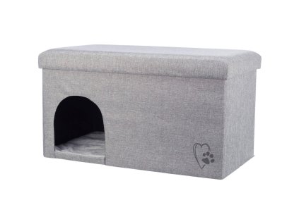 House/house KIMMY, woven fabric, removable lid, 72x40x40cm, gray