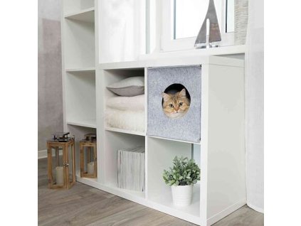 Hộp/hang nỉ ANTON cho mèo, thích hợp để kệ IKEA 33 cm màu xám