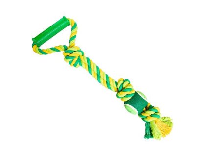 Přetahovadlo s rukojetí HipHop Dog 3 uzly, tenisák 45 cm / 310 g limetová, zelená