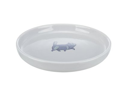 Ceramic bowl for cats, low and wide, 0.6 l/ø 23 cm, gray