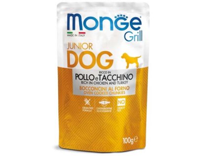 MONGE GRILL JUNIOR pocket chicken with turkey for puppies 100 g
