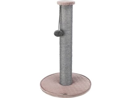 Škrabací sloupek LIVIA s plyšovou kuličkou, 64 cm, sisal/plyš, starorůžová