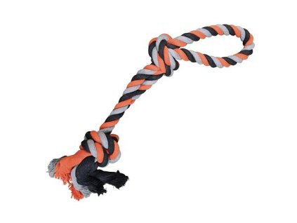 Dvojité lano HipHop Dog bavlněné 2 knoty 60 cm / 450 g šedá, tm.šedá, oranžová