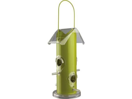 Vogelhäuschen für den Garten, 4 Löcher, 14 x 25 x 14 cm, metallic-grün