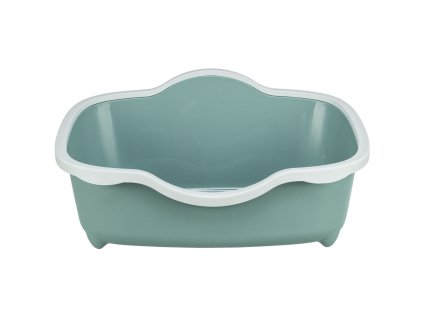 Katzentoilette DAVIO, mit Rand, 56 x 26 x 39 cm, grün/weiß