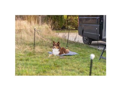 Mobiler Zaun - 10 Stangen / Netz 15 m, schwarz