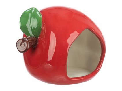 Keramikhaus APFEL (Hamster, Maus), 13 x 10 x 10 cm, rot