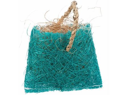 Taštička s kokosovým vláknom - hračka pre hlodavce, sisal, 10 x 13 cm, modrá