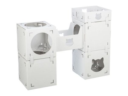 CASA CARA kartonový nábytek pro kočky, 93 x 82 x 30,5 cm, nosnost 8 kg, bílá