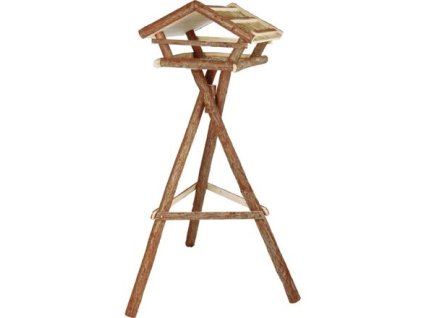 Karmnik dla ptaków zewnętrzny z baldachimem na statywie, drewno sosnowe, 48x27x46 cm