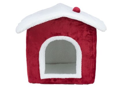 Xmas NEVIO plyšová vánoční boudička, 35 x 45 x 38 cm, bílá/červená