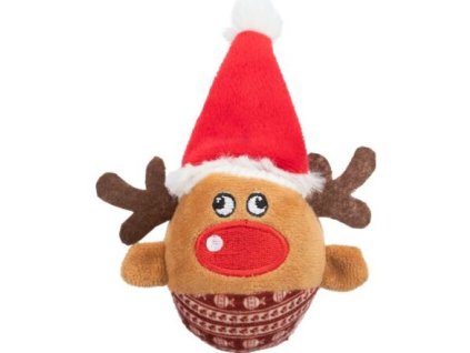 Xmas REINDEER - Quả bóng tuần lộc nhồi bông Giáng sinh, lạch cạch, 6 x 12 cm