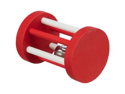 Xmas Roll - con lăn bằng gỗ có chuông dành cho loài gặm nhấm, ø 5 × 7 cm, đỏ/trắng