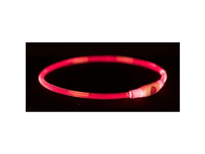 Flash light ring USB, blikací obojek, červená (Provedení L-XL: 65 cm/ ø 8 mm)