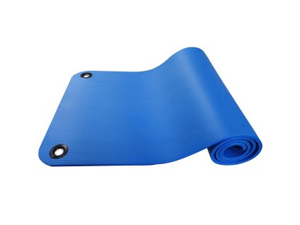 Mata fitness YATE NBR z dwoma otworami do zawieszenia 183×61×1cm - niebieska