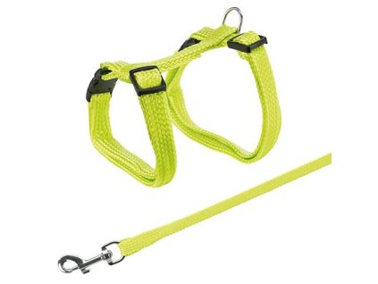 Postroj s vodítkem pro kočku jednobarevný 22-42cm/10mm 1,25m