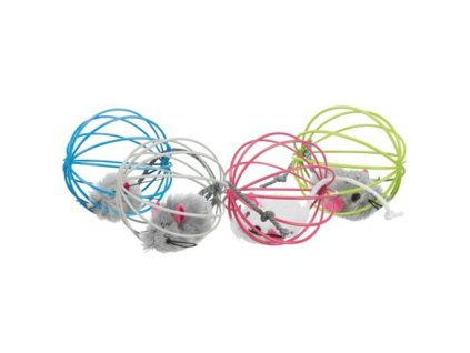 Plush mouse in a round colored cage 6 cm