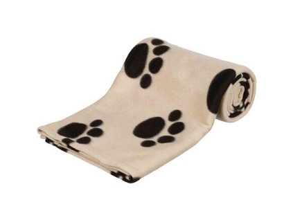 Fleecedecke BARNEY 150x100cm - beige mit schwarzen Pfoten