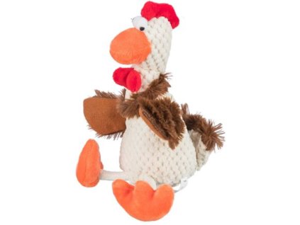 Plüschhahn sitzend, mit Ton 22 cm