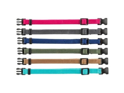 Packung Nylon-Erkennungshalsbänder für Welpen ML 22-35 cm/10 mm, Fuchs, Grau, Mod, Khaki, Koralle, Türkis