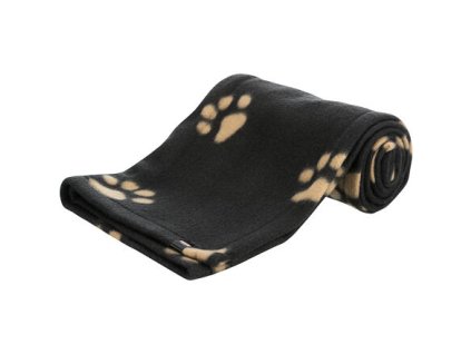 Fleecedecke BEANY 100x70cm - schwarz mit beigen Füßen