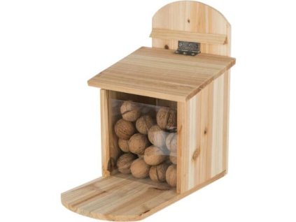 Krmná stanice pro veverky 20 x 30 x 30 cm, přírodní borové dřevo