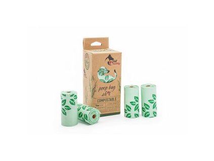 PetBuddy Excrement Bags, Compostable, 8 Rolls/ 15 Bags, Green with Print