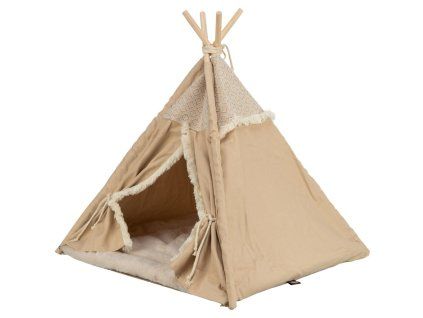 Teepee BOHO with pillow, 55 x 65 x 55 cm, cotton, beige