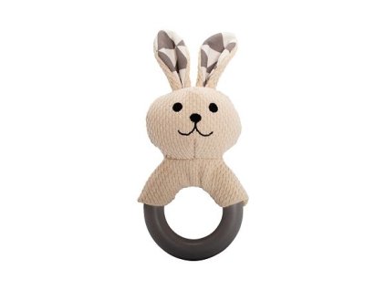 Đồ chơi gặm nướu cho thỏ có vòng TPR, có âm thanh, 21 cm, màu kem/xám, HipHop