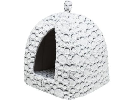 MILA plush cave with pillow, 32 x 42 x 32 cm, white/grey