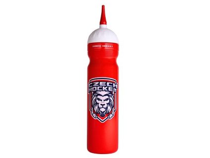 Butelka sportowa Český Lev z dzióbkiem w kolorze czerwonym, pojemność 1000 ml