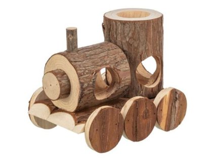 LEVIN train for mice, 17 x 14 x 12 cm, natural wood with bark