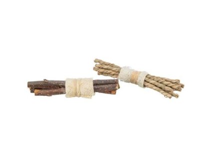 Set svazků tyček - přírodní hračka pro hlodavce 10 x 3 cm, lufa/dřeva/mořská tráva, 2 ks