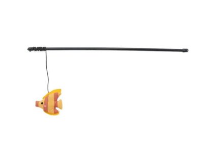 Hrací prut s rybkou, s catnipem, 46 cm, plast/plyš