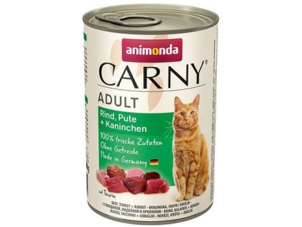 Thực phẩm đóng hộp ANIMONDA CARNY Người lớn - thịt bò, gà tây, thỏ 400g