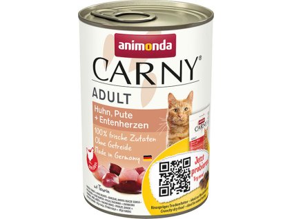 Đồ hộp ANIMONDA CARNY Người Lớn - gà, gà tây + tim vịt 400g