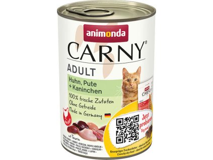 Thực phẩm đóng hộp ANIMONDA CARNY Người Lớn - gà, gà tây + thỏ 400g