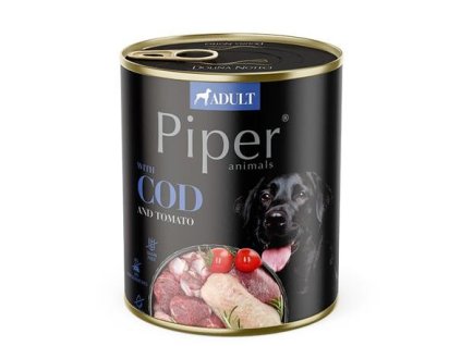 PIPER MỚI với cá tuyết và cà chua, thức ăn đóng hộp cho chó 800g