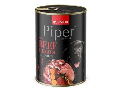 PIPER JUNIOR with beef heart and carrots, canned food for puppies 400g