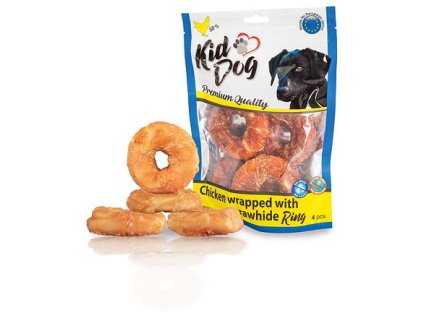 KIDDOG kuřecí masíčko na buvolím 9 cm kroužku (4 ks/bal.)