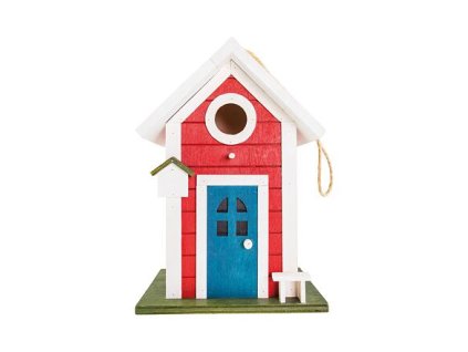 PetBuddy rotes Häuschen, Vogelhaus, 18 x 15 x 26 cm, Kiefernholz