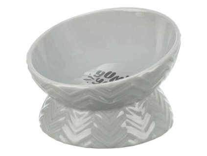 Keramická miska vyvýšená, ergonomický tvar, 0,35 l / 17 cm, šedá