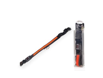 LED obojek dobíjecí USB/vel.M 40-50cm/ oranžový