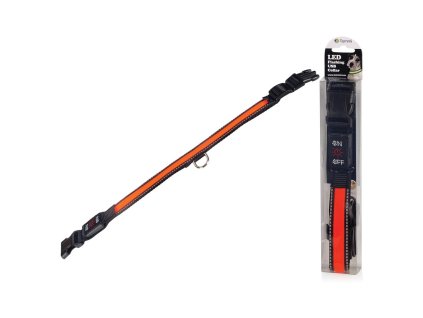 LED obojek dobíjecí USB/vel.L 50-60cm/ oranžový